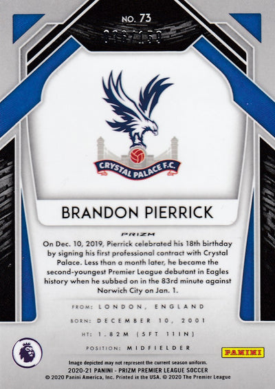 #159. RED MOSAIC PRIZM - 073. BRANDON PIERRICK - CRYSTAL PALACE - ROOKIE - CARD 36 OF 159