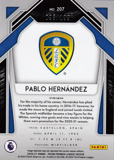 #199. BLUE PRIZM - 207. PABLO HERNÀNDEZ - LEEDS UNITED - CARD 93 OF 199