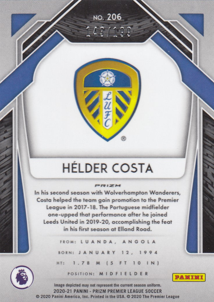 #199. BLUE PRIZM - 206. HELDER COSTA - LEEDS UNITED - ROOKIE - CARD 143 OF 199