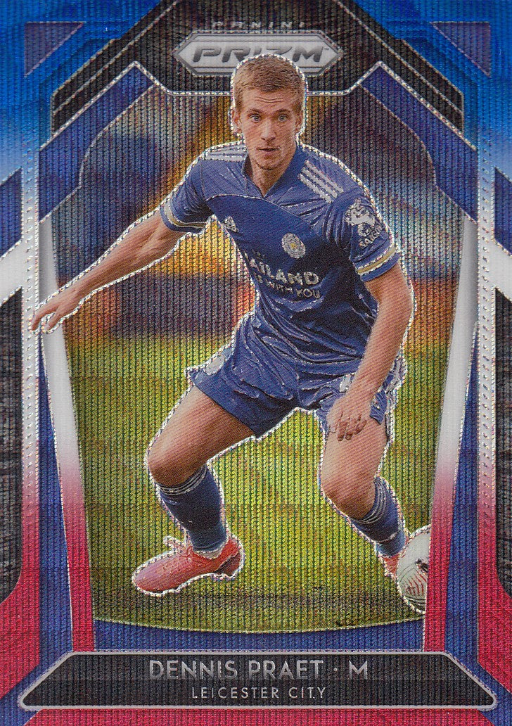129. DENNIS PRAET - LEICESTER CITY - RED/WHITE/BLUE PRIZM