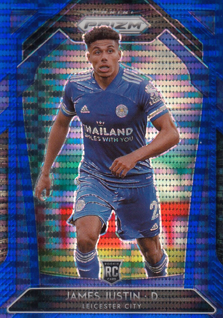 131. JAMES JUSTIN - LEICESTER CITY - BLUE PULSAR PRIZM - ROOKIE