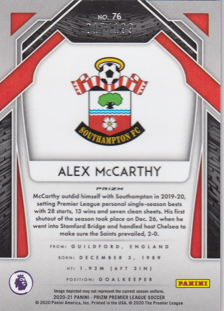 #199. BLUE PRIZM - 076. ALEX MCCARTHY - SOUTHAMPTON - CARD 17 OF 199