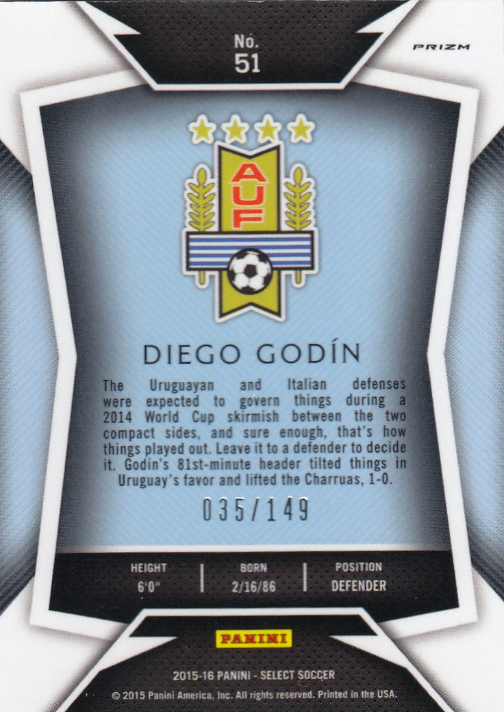 051. DIEGO GODÌN - URUGUAY - ORANGE PRIZM - #149 (1)