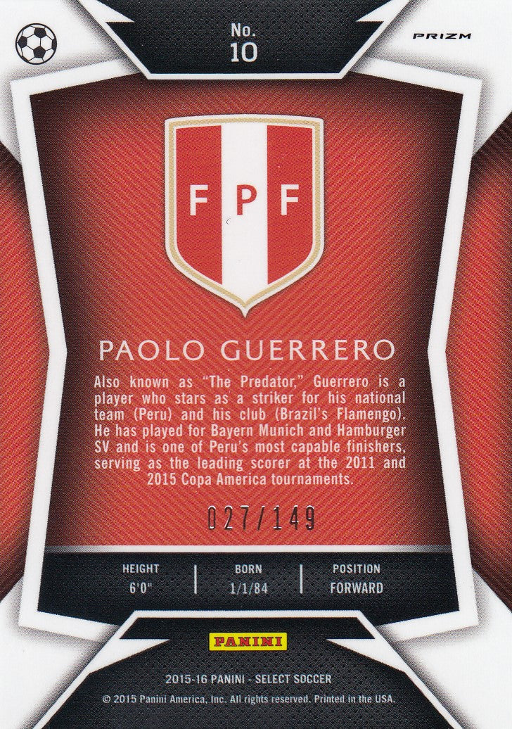 010. PAOLO GUERRERO - PERU - ORANGE PRIZM - #149