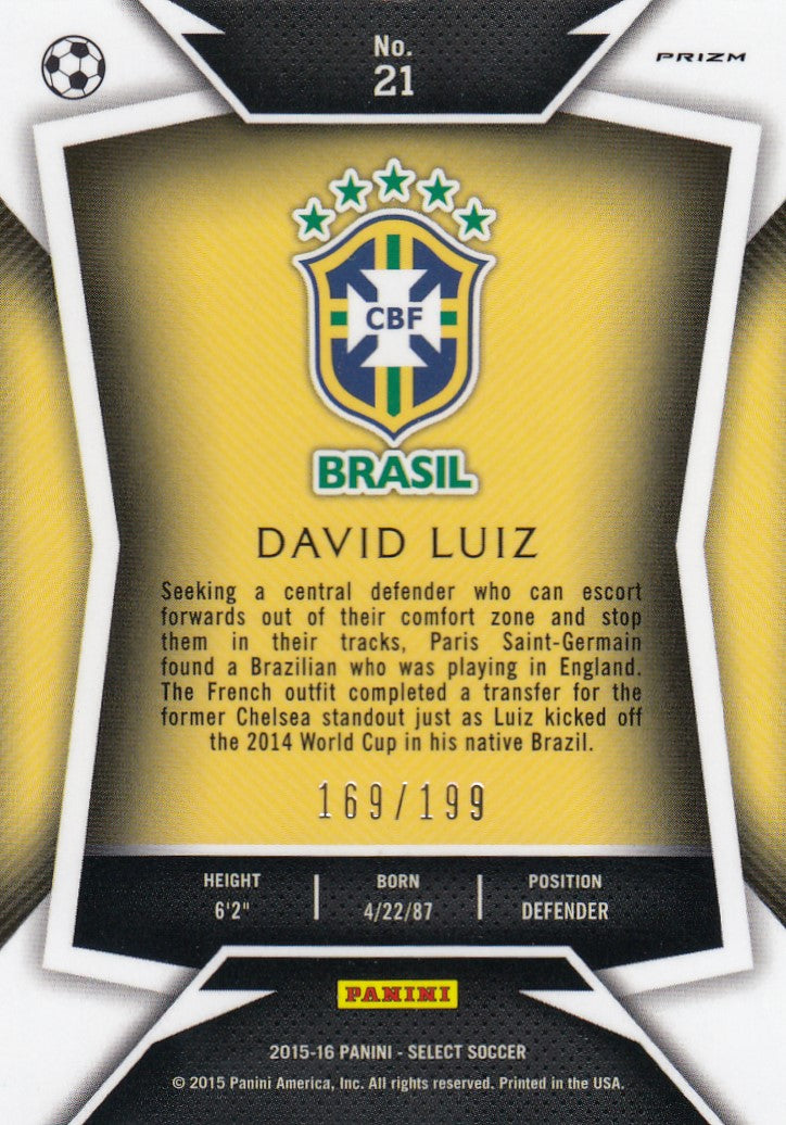 021. DAVID LUIZ - BRASIL - RED PRIZM - VERSON 1 - #199 (1)
