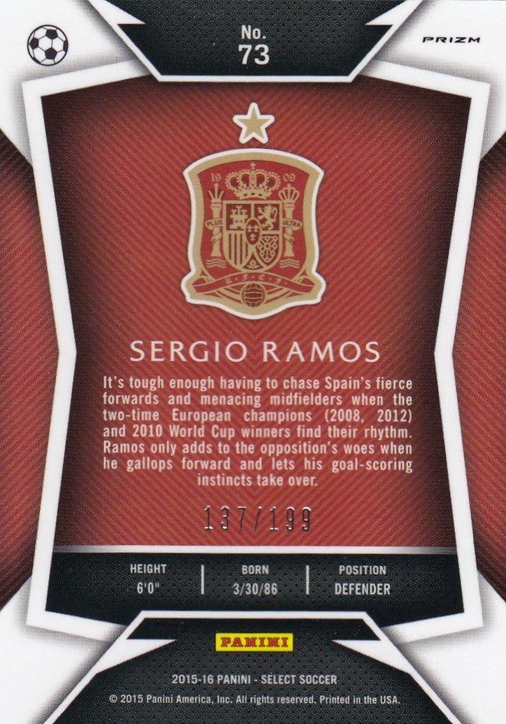 073. SERGIO RAMOS - SPAIN - RED PRIZM - #199 (1)