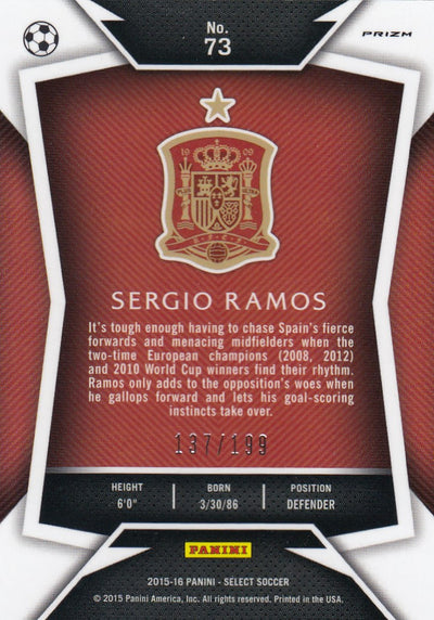073. SERGIO RAMOS - SPAIN - RED PRIZM - #199 (1)