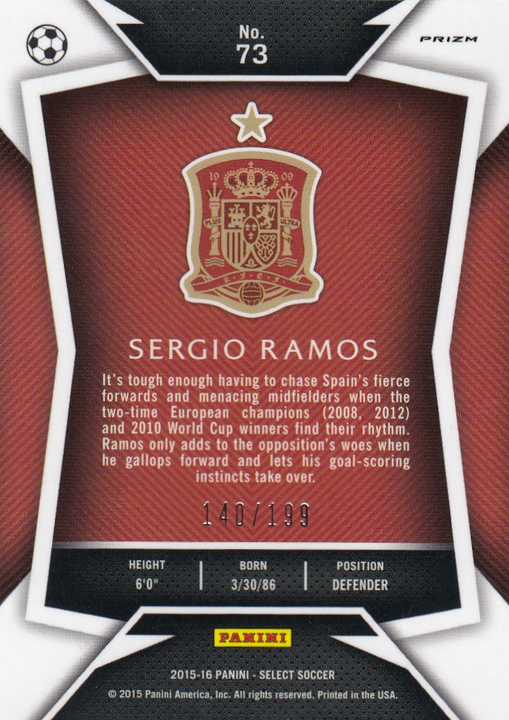 073. SERGIO RAMOS - SPAIN - RED PRIZM - #199 (2)