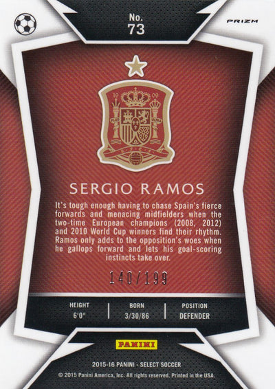 073. SERGIO RAMOS - SPAIN - RED PRIZM - #199 (2)