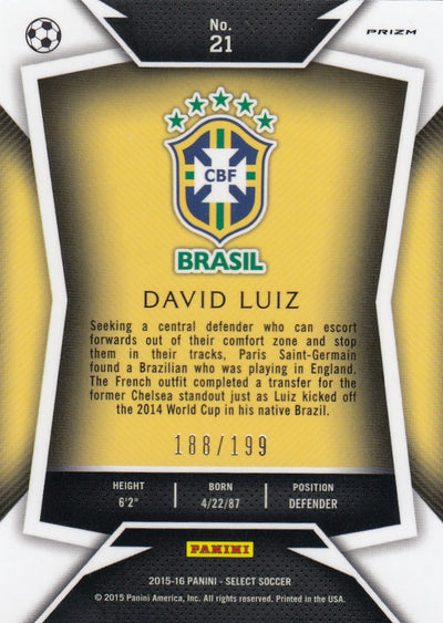 021. DAVID LUIZ - BRASIL - RED PRIZM - VERSON 1 - #199 (2)