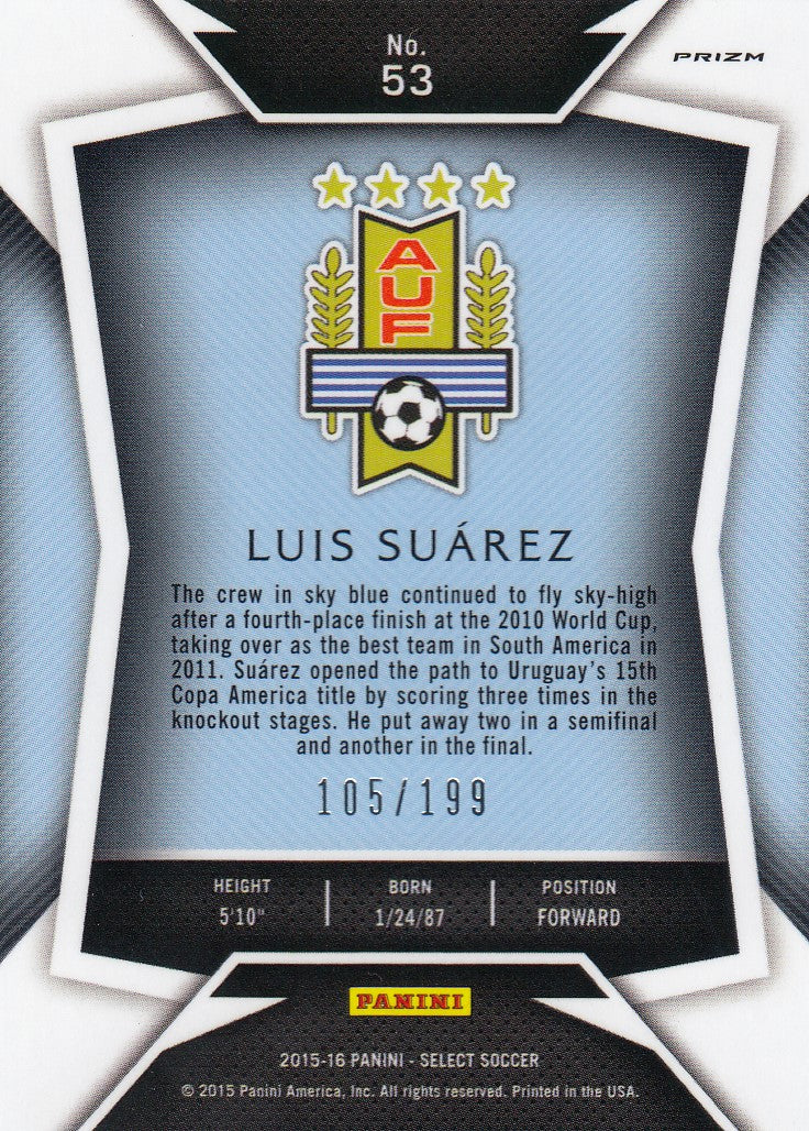 053. LUIS SUÀREZ - URUGUAY - RED PRIZM - #199 (1)