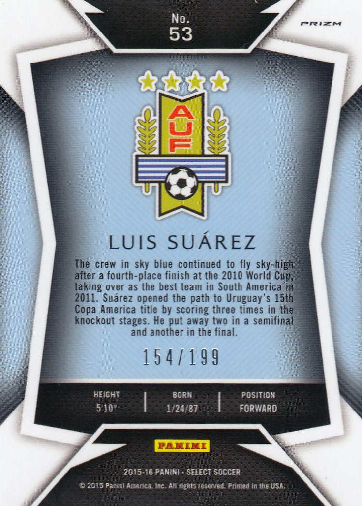 053. LUIS SUÀREZ - URUGUAY - RED PRIZM - #199 (2)