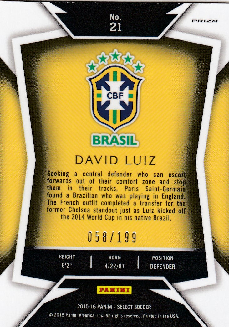 021. DAVID LUIZ - BRASIL - RED PRIZM - VERSON 2 - #199