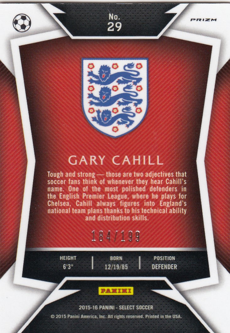 029. GARY CAHILL - ENGLAND - RED PRIZM - #199