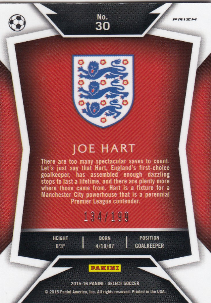 030. JOE HART - ENGLAND - RED PRIZM - #199