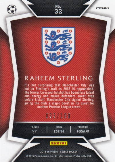 032. RAHEEM STERLING - ENGLAND - RED PRIZM - #199