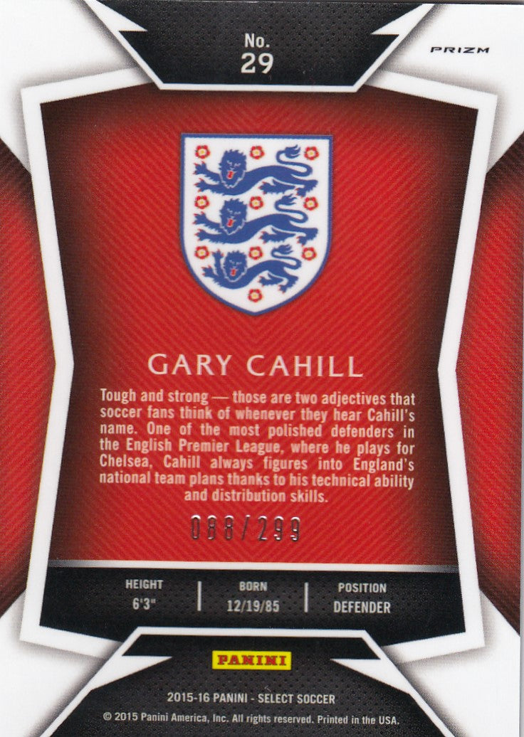 029. GARY CAHILL - ENGLAND - BLUE PRIZM - #299