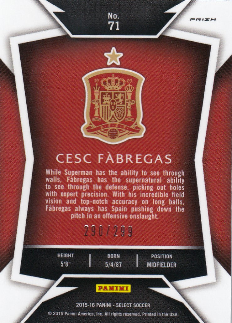 071. CESC FÀBREGAS - SPAIN - BLUE PRIZM - #299