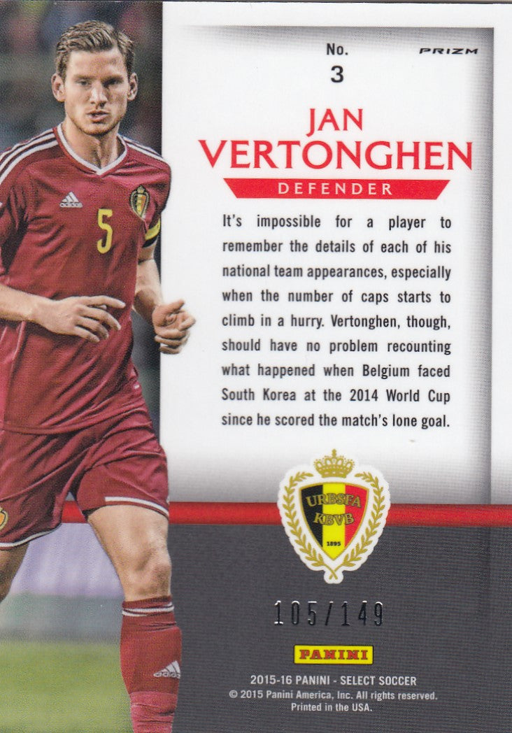 003. JAN VERTONGHEN - BELGIUM - SELECT ORANGE PRIZM - NATIONAL PRIDE - #149