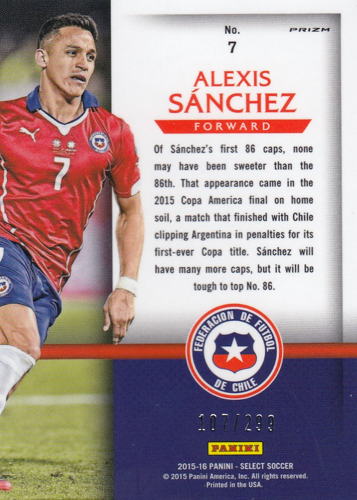 007. ALEXIS SÀNCHEZ - CHILE - SELECT BLUE PRIZM - NATIONAL PRIDE - #299 (1)