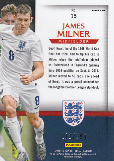 015. JAMES MILNER - ENGLAND - SELECT BLUE PRIZM - NATIONAL PRIDE - #299 (1)