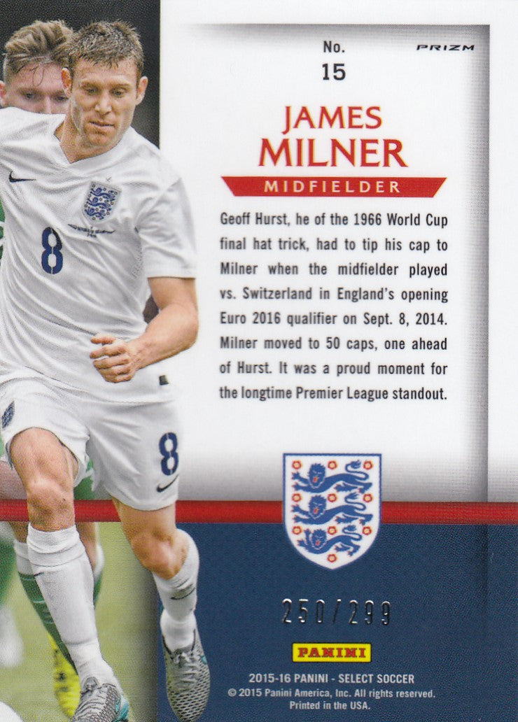 015. JAMES MILNER - ENGLAND - SELECT BLUE PRIZM - NATIONAL PRIDE - #299 (2)