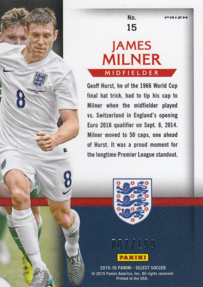 015. JAMES MILNER - ENGLAND - SELECT RED PRIZM - NATIONAL PRIDE - #199 (1)