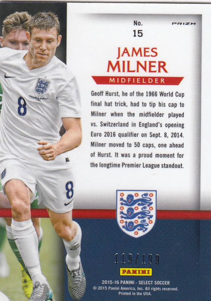 015. JAMES MILNER - ENGLAND - SELECT RED PRIZM - NATIONAL PRIDE - #199 (2)