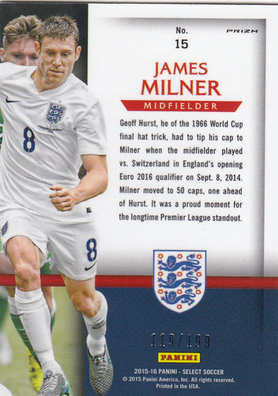 015. JAMES MILNER - ENGLAND - SELECT RED PRIZM - NATIONAL PRIDE - #199 (2)