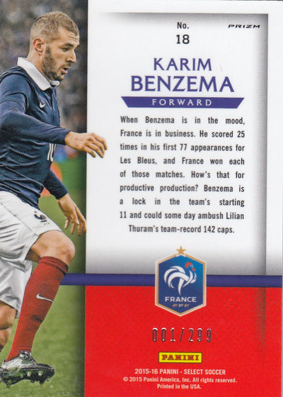 018. KARIM BENZEMA - FRANCE - SELECT BLUE PRIZM - NATIONAL PRIDE - #299