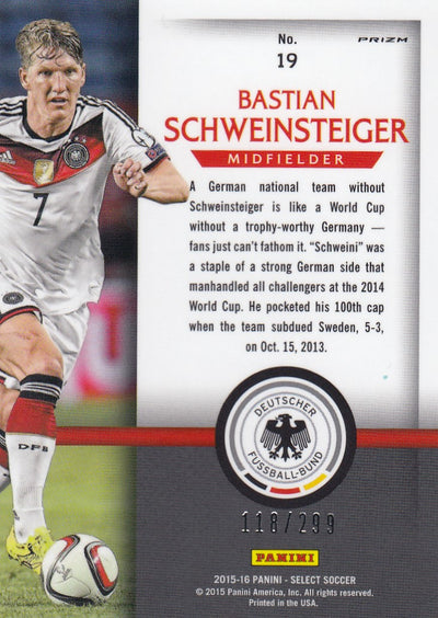 019. BASTIAN SCHWEINSTEIGER - GERMANY - SELECT BLUE PRIZM - NATIONAL PRIDE - #299