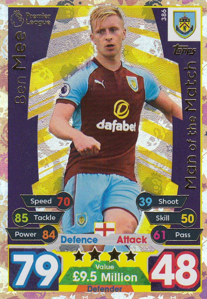 386. BEN MEE - BURNLEY - MAN OF THE MATCH