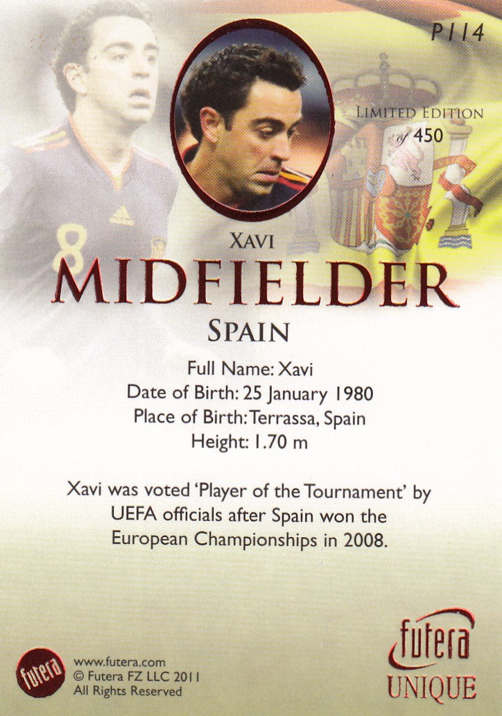 P114. XAVI - SPAIN - MIDFIELDER - LIMITED EDITION OF 450