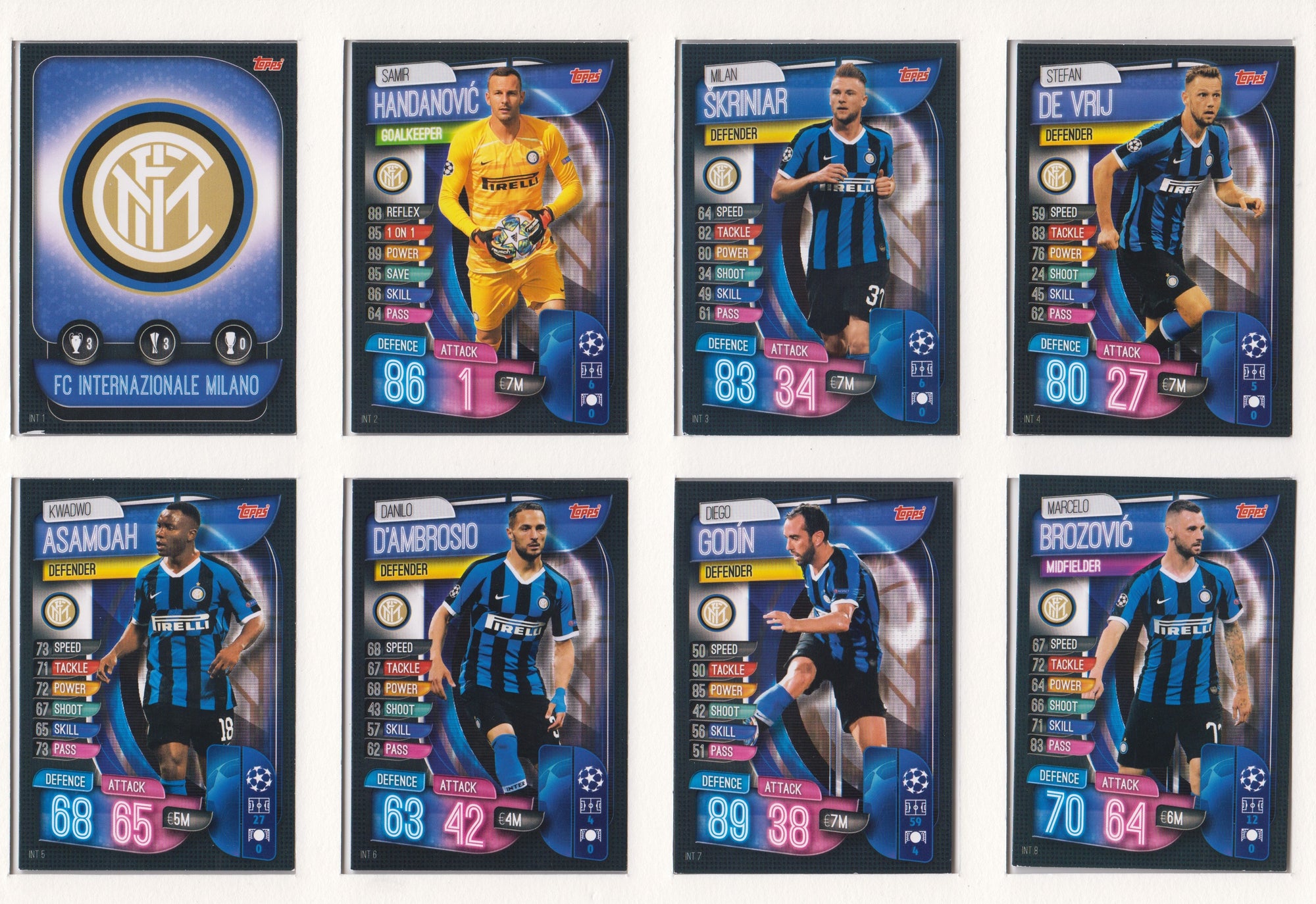 FC INTER MILAN- KOMPLETT SETT MED TOPPS MATCH ATTAX CHAMPIONS LEAGUE 2019/20