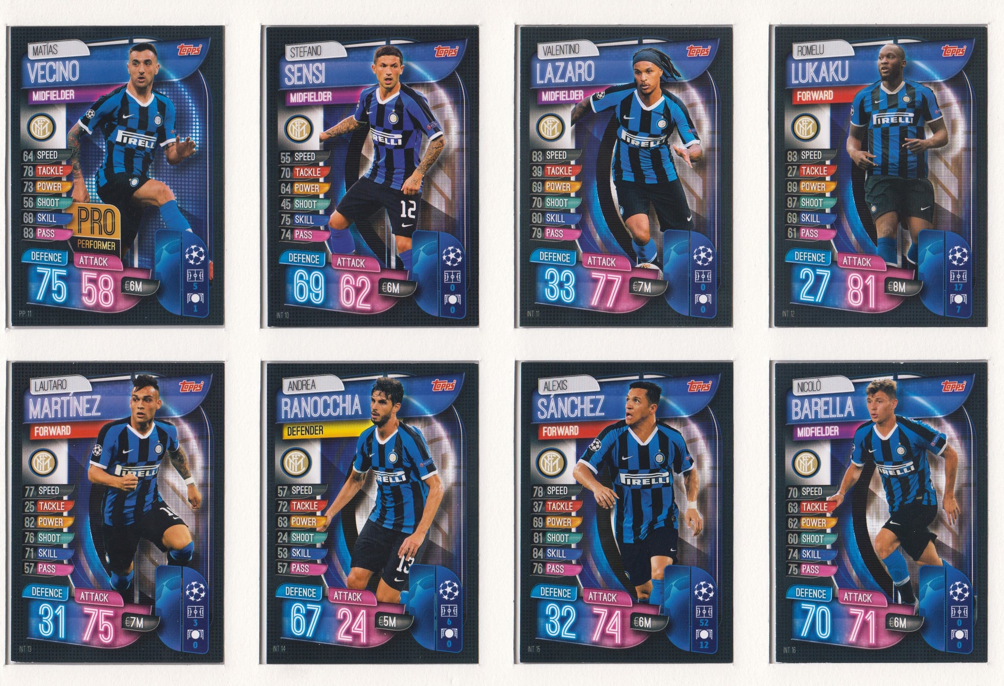 FC INTER MILAN- KOMPLETT SETT MED TOPPS MATCH ATTAX CHAMPIONS LEAGUE 2019/20