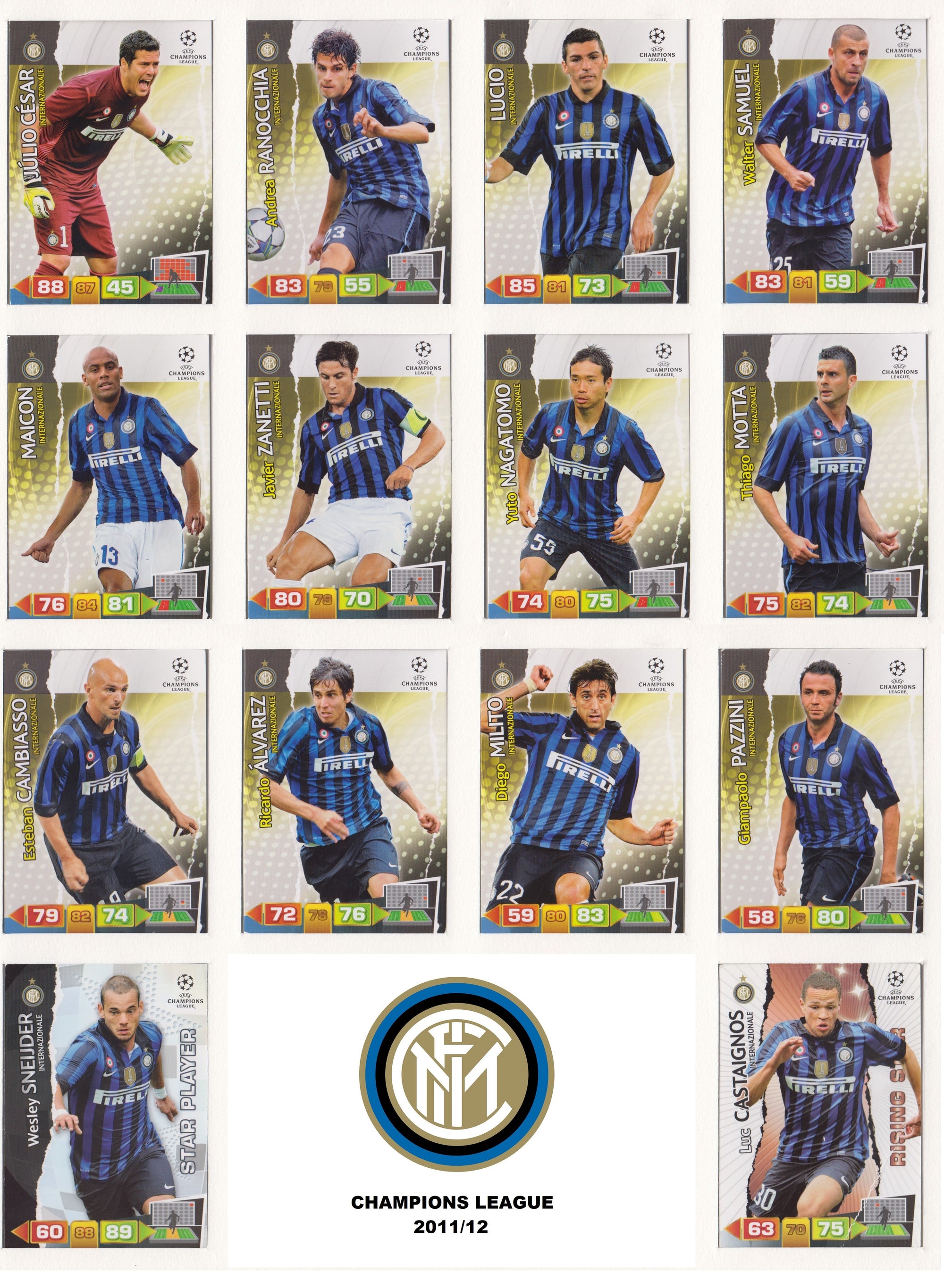 000. INTER KOMPLETT SETT - CHAMPIONS LEAGUE 2011/12