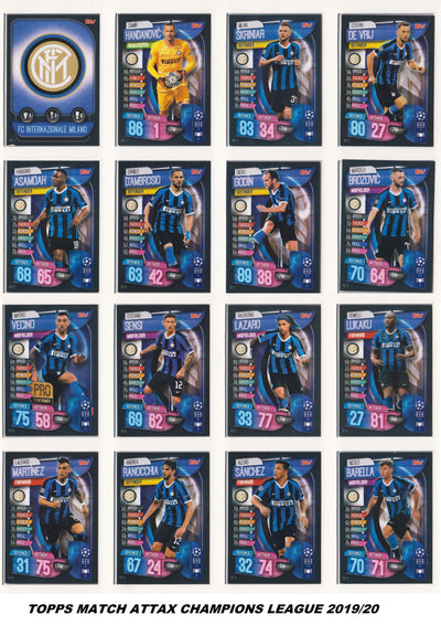 FC INTER MILAN- KOMPLETT SETT MED TOPPS MATCH ATTAX CHAMPIONS LEAGUE 2019/20