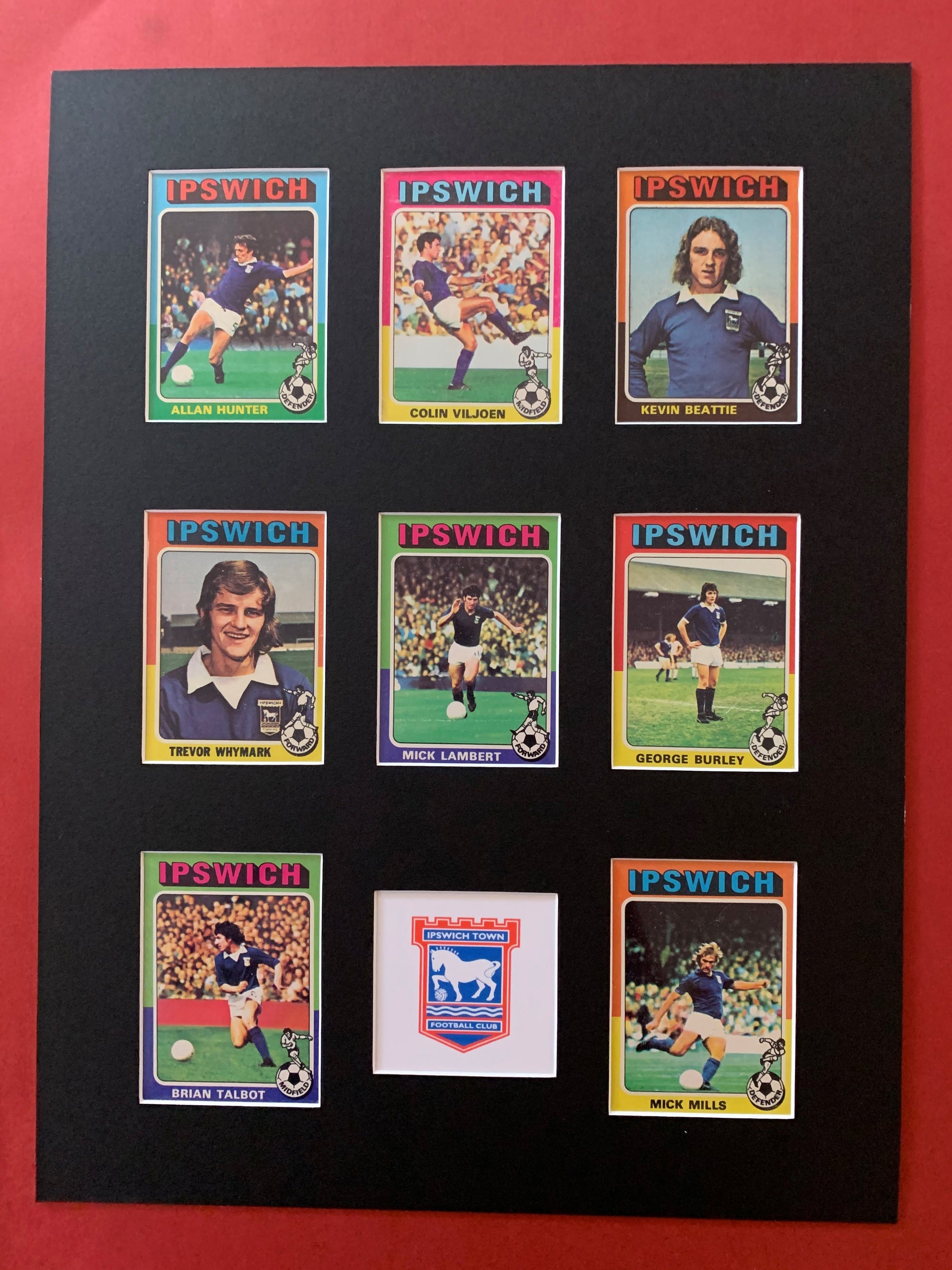 IPSWICH TOWN FOTBALLKORTMONTASJE FRA TOPPS 1975/76