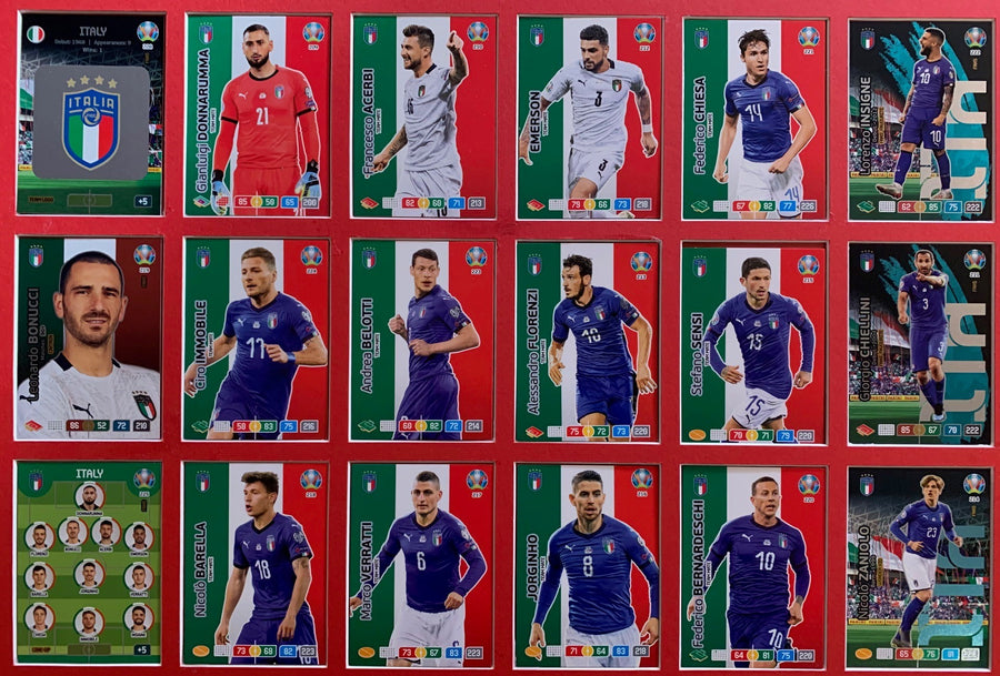 000. ITALY - KOMPLETT SETT MED 18 KORT - PANINI EURO 2020