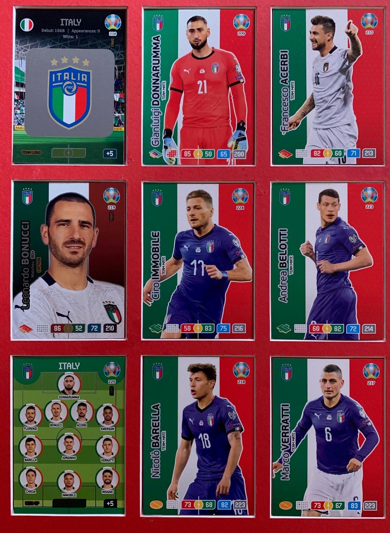 000. ITALY - KOMPLETT SETT MED 18 KORT - PANINI EURO 2020
