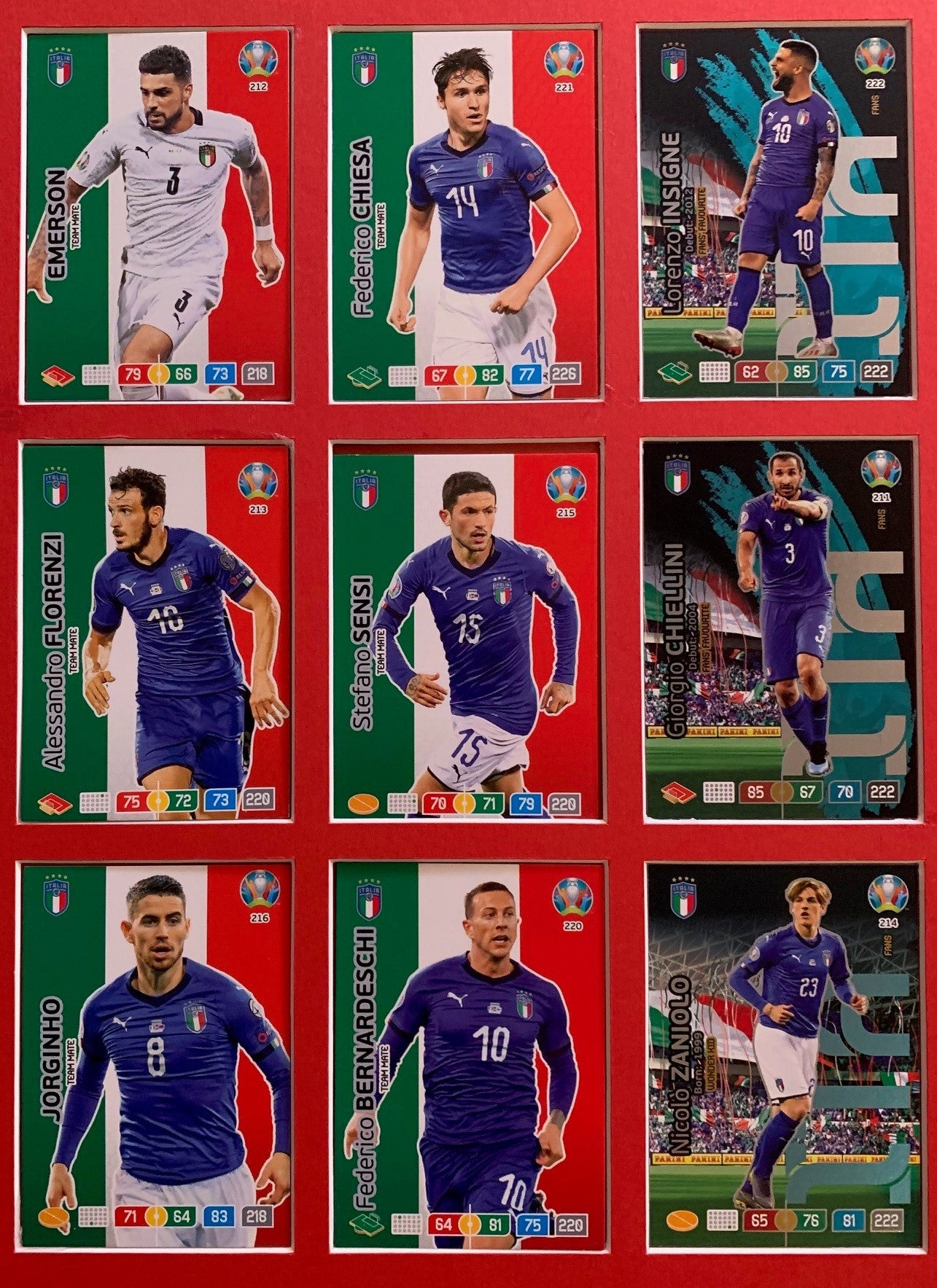 000. ITALY - KOMPLETT SETT MED 18 KORT - PANINI EURO 2020