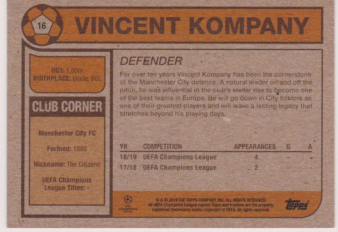 016. VINCENT KOMPANY - MANCHESTER CITY - PR.438
