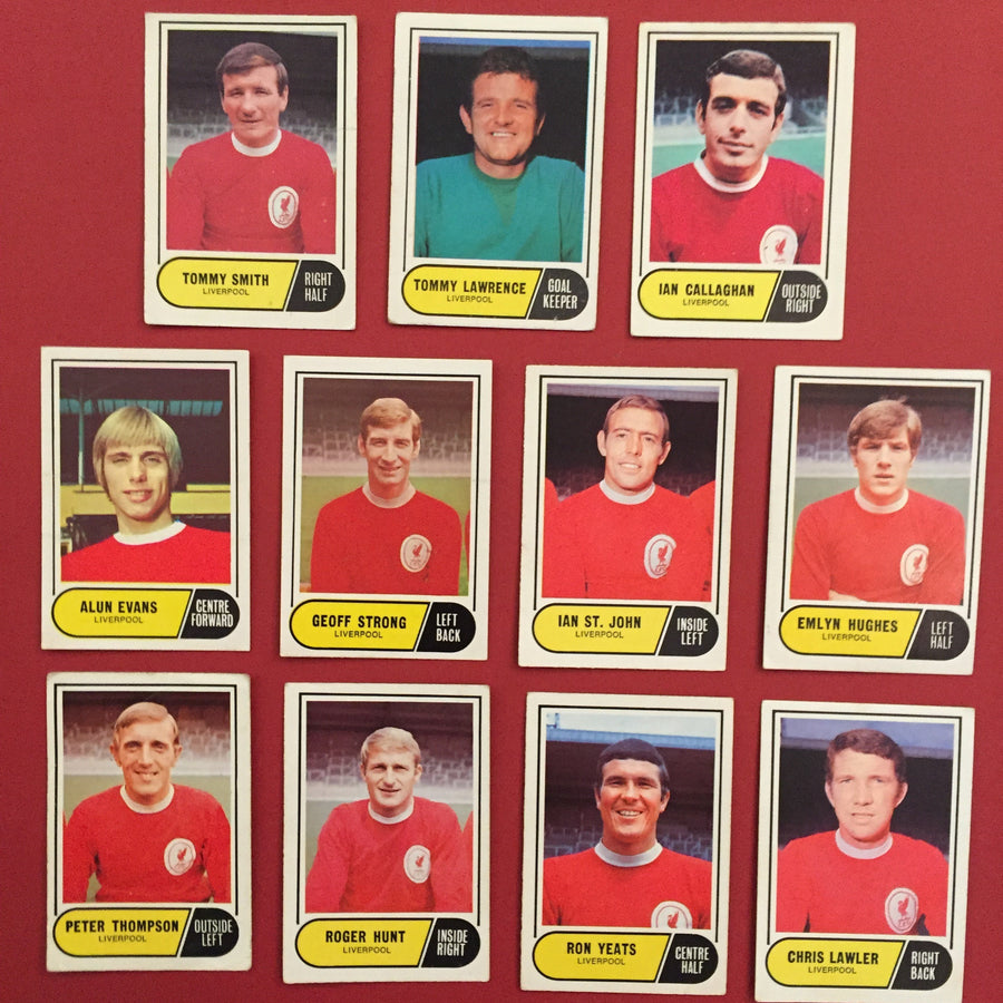 000. LIVERPOOL - KOMPLETT SETT MED FOTBALLKORT FRA A&BC 1969/70