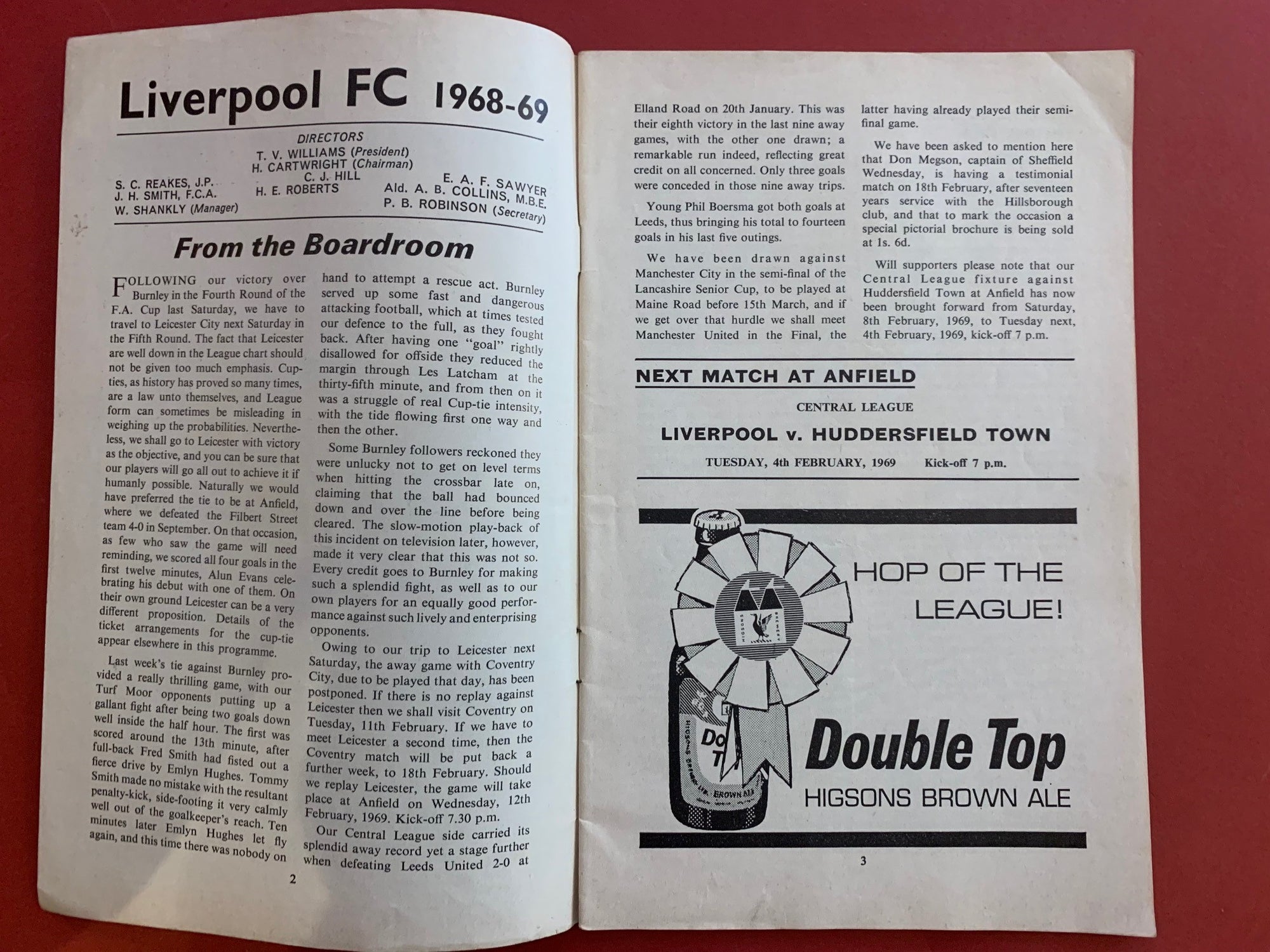 1969-1.2 - LIVERPOOL VS SHEFFIELD WEDNESDAY