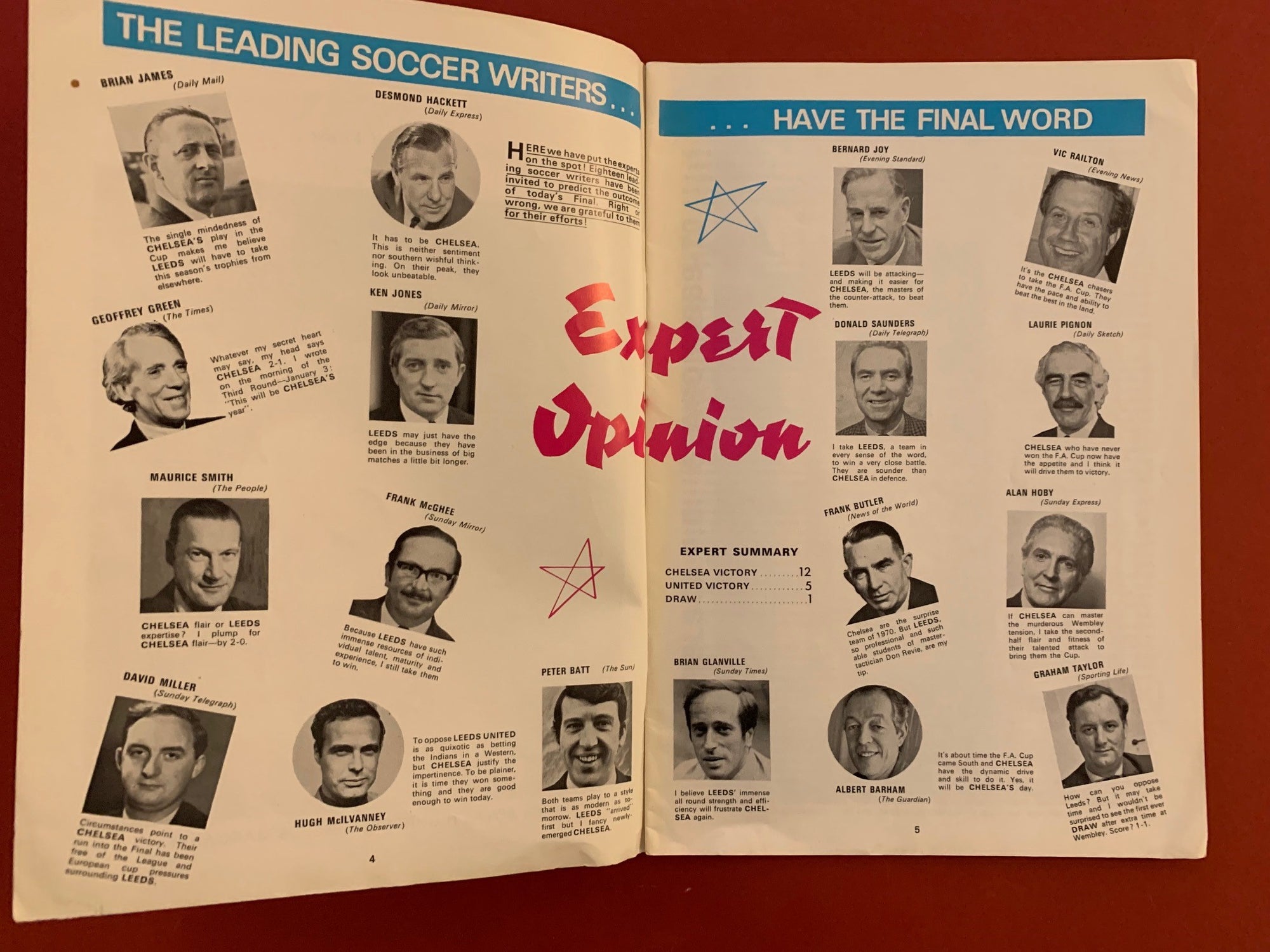 1970-11.4- CHELSEA VS LEEDS UNITED - FA-CUP FINALE PROGRAM