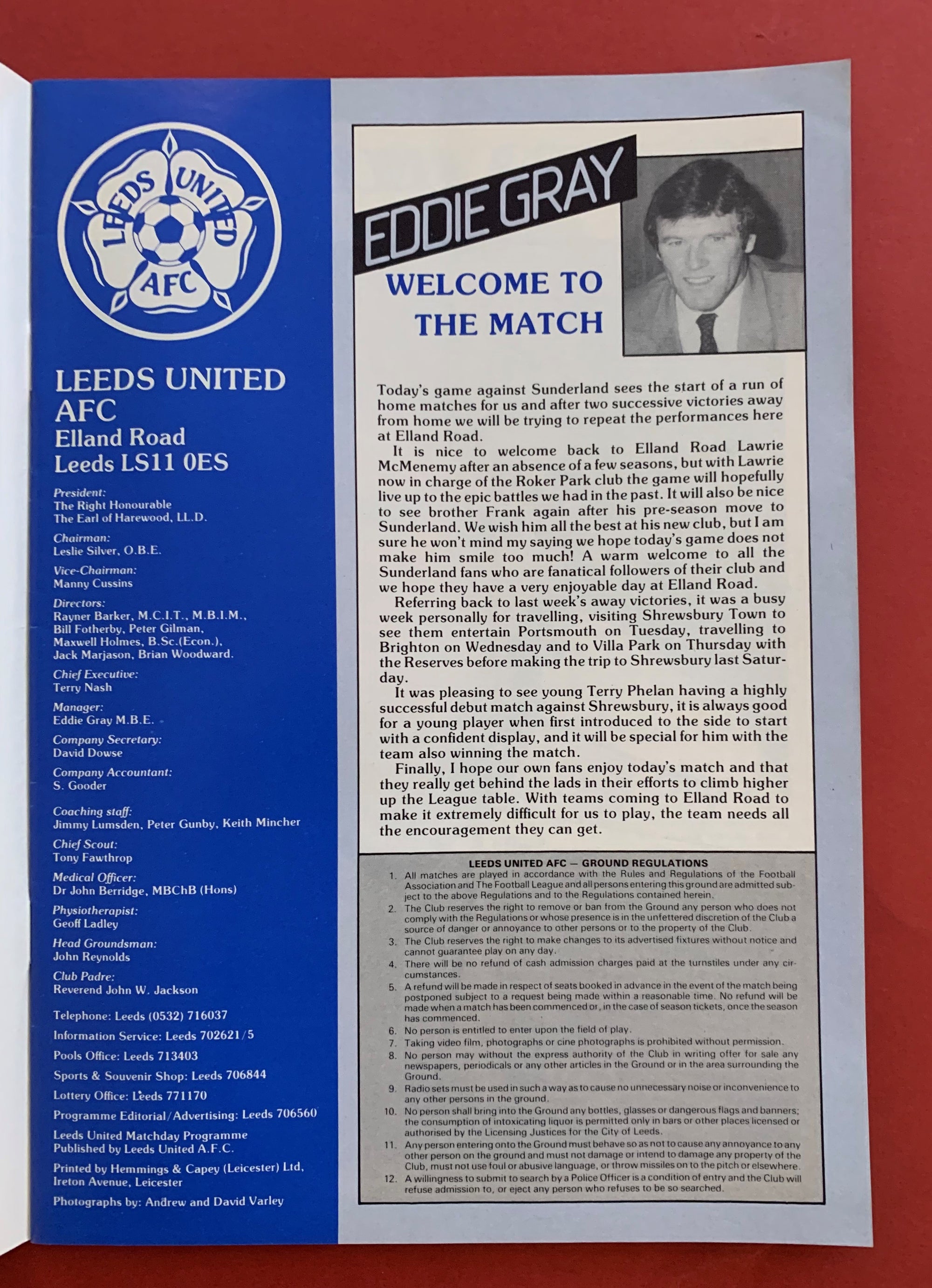1985-14.9 LEEDS UNITED VS SUNDERLAND