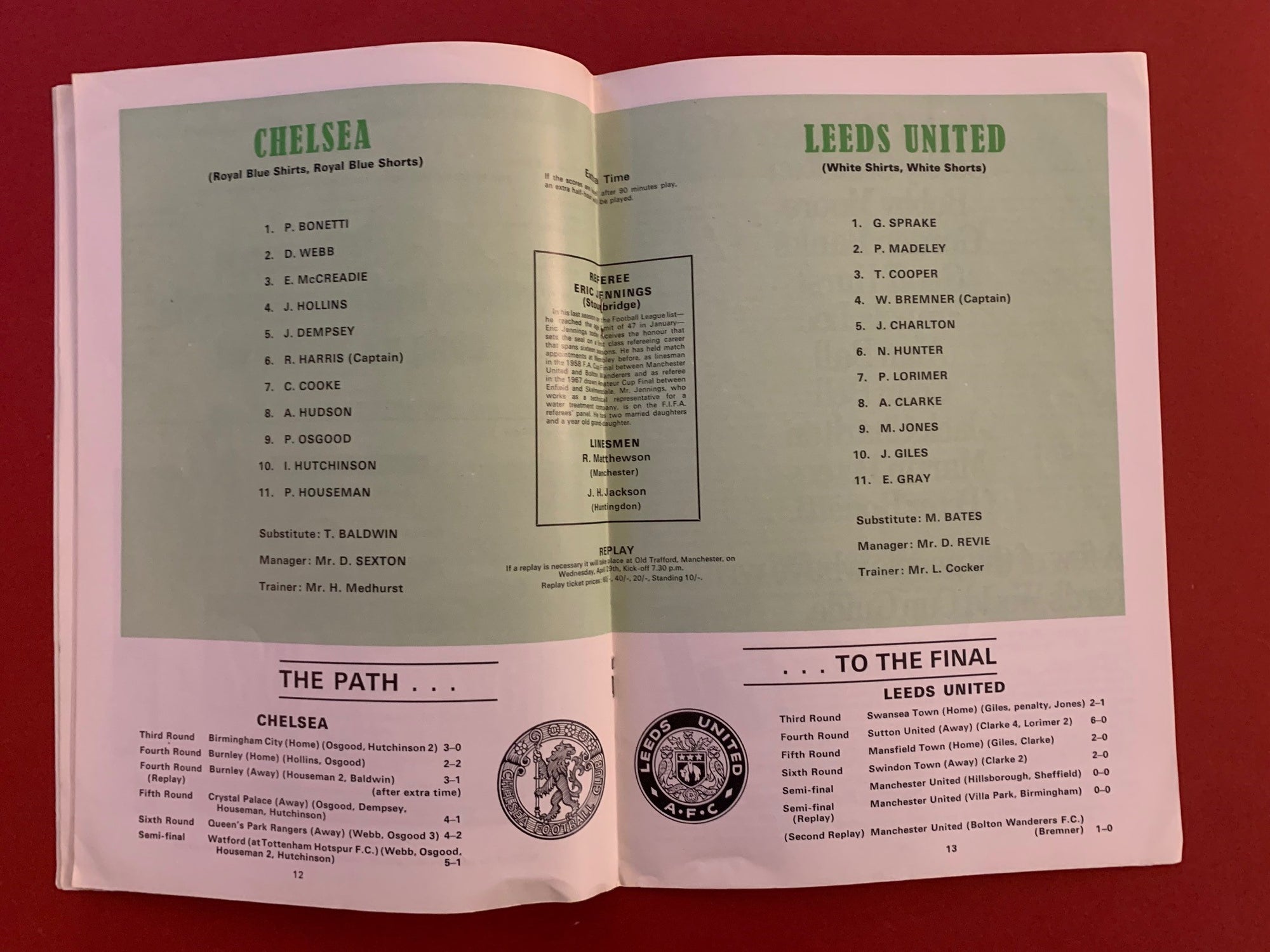1970-11.4- CHELSEA VS LEEDS UNITED - FA-CUP FINALE PROGRAM