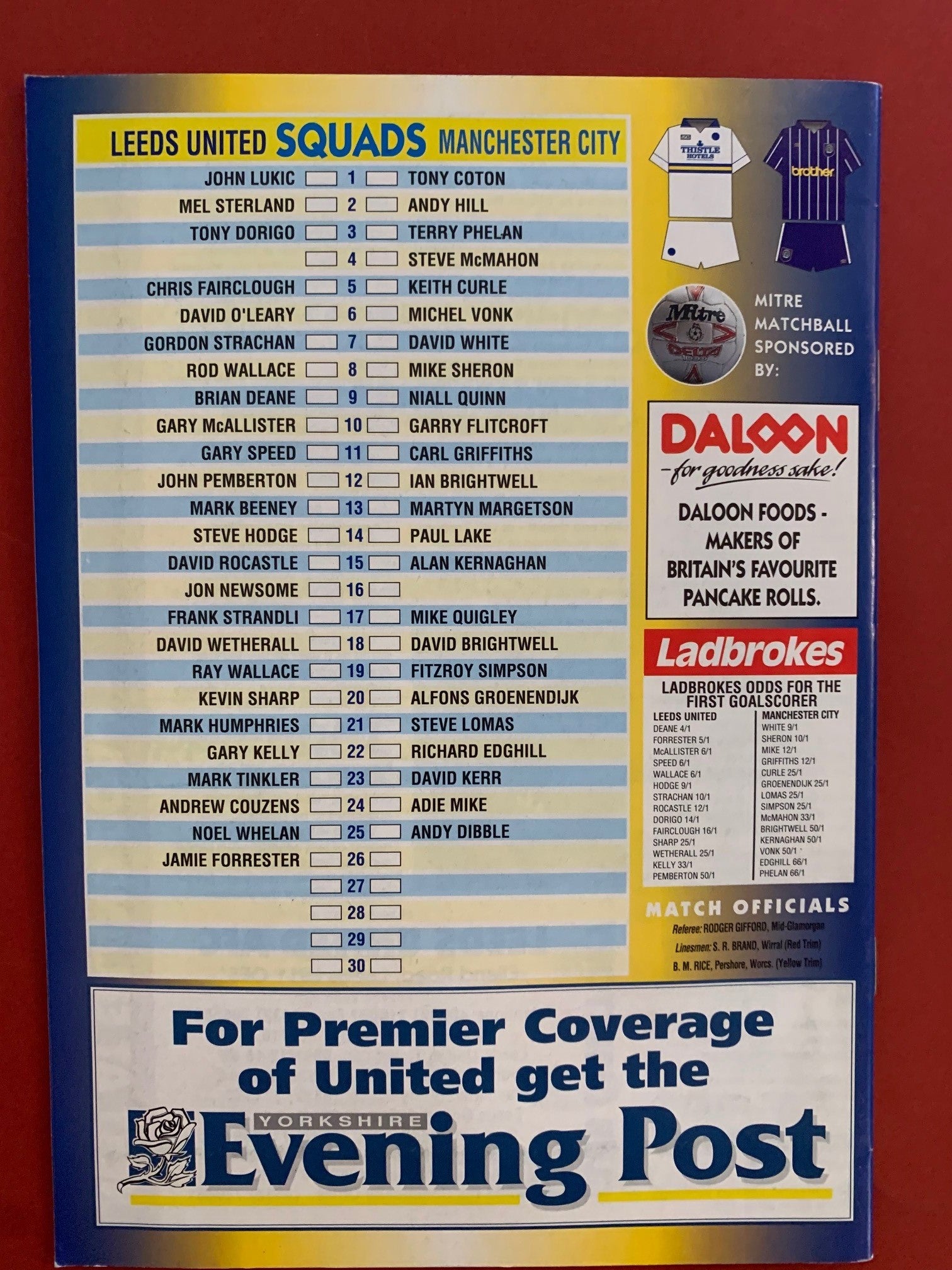 1993- 4.12 - LEEDS UNITED VS MANCHESTER CITY