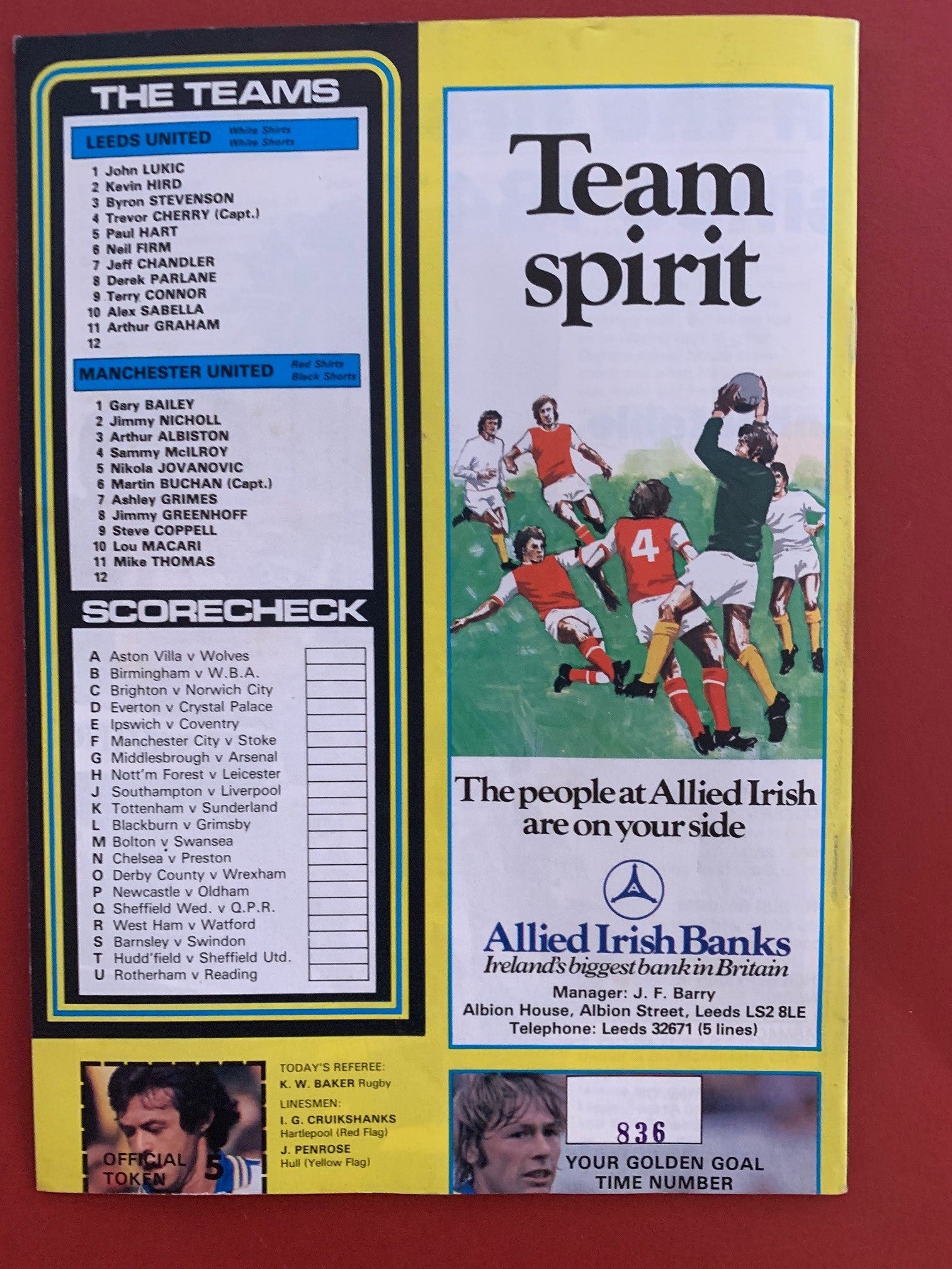 1980-20.9 - LEEDS UNITED VS MANCHESTER UNITED