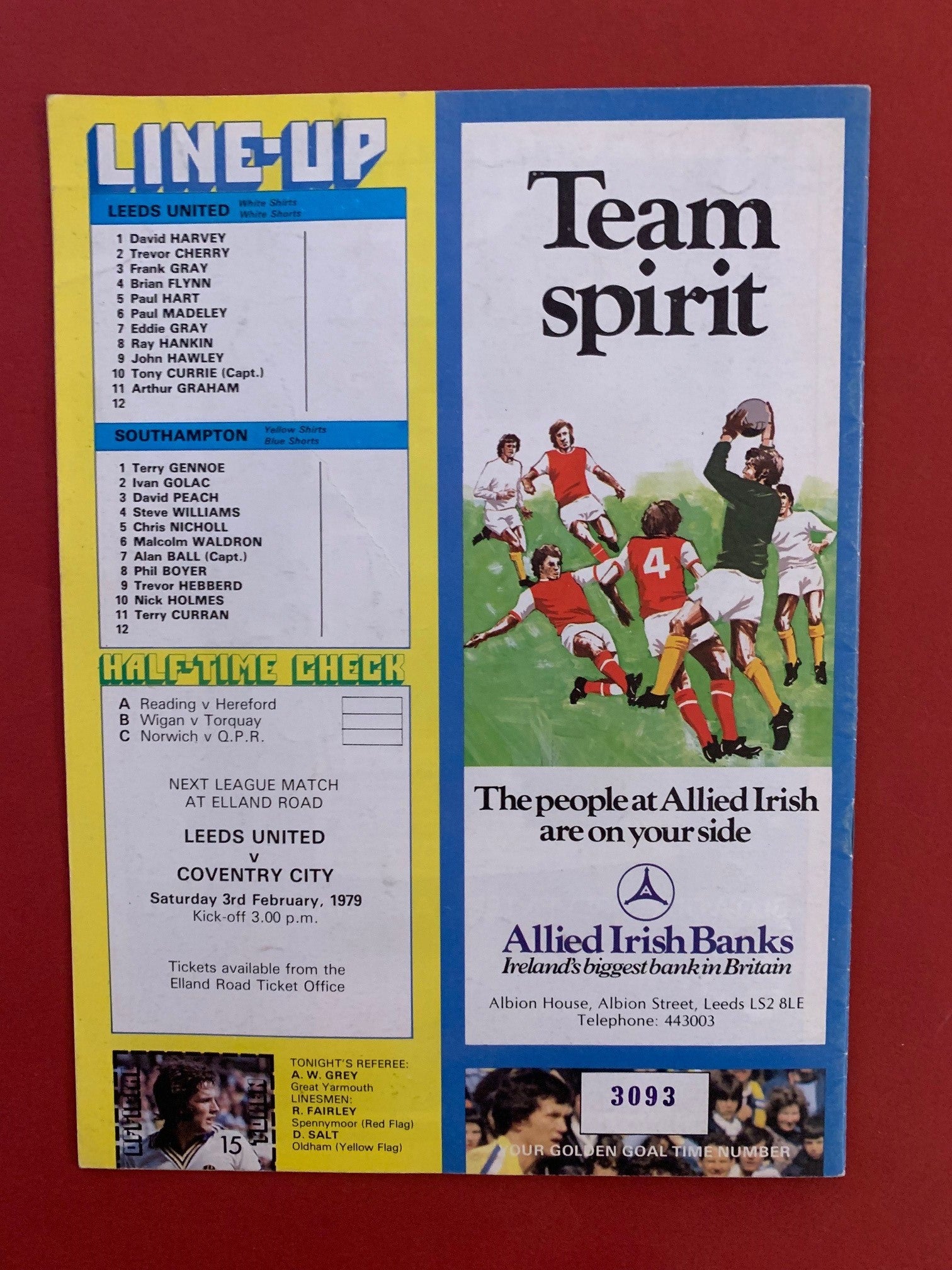 1979-24.1- LEEDS UNITED VS SOUTHAMPTON - LEAGUE CUP SEMI FINAL